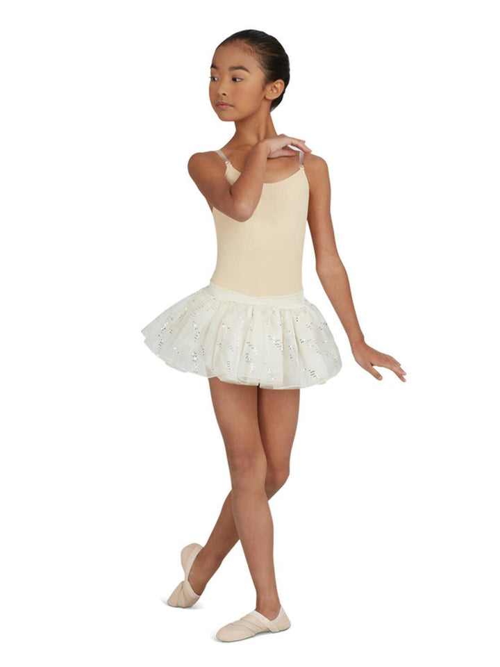 Capezio Camisole Leotard w/ Clear Transition Straps - Girls - Tan - Front - Style:3532C