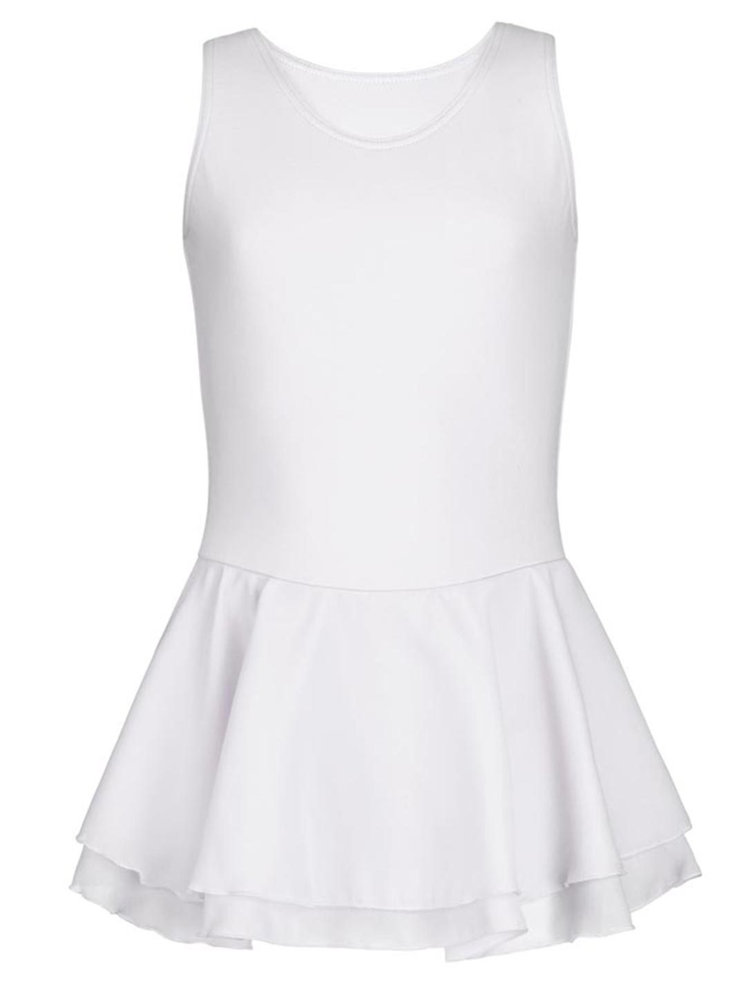 Capezio Double Layer Skirt Tank Dress - Girls - White - Front - Style:CC877C