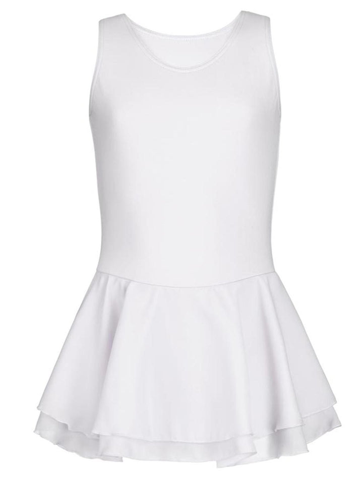 Capezio Double Layer Skirt Tank Dress - Girls - White - Front - Style:CC877C