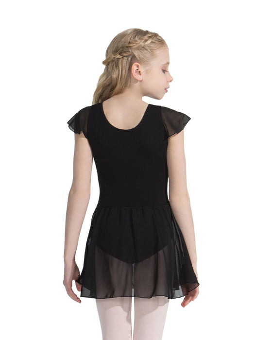 Capezio 10305C Flutter Sleeve Dress - Girls Black Back