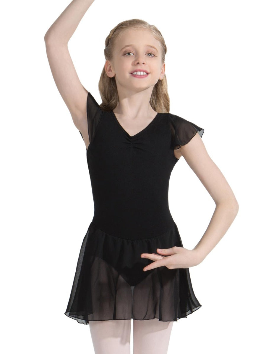 Capezio 10305C Flutter Sleeve Dress - Girls Black