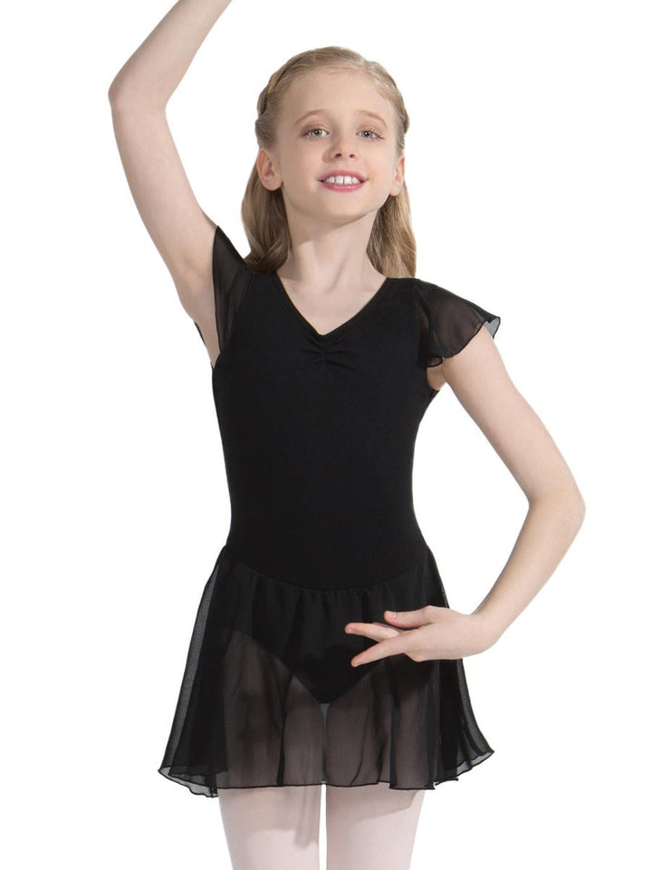 Capezio 10305C Flutter Sleeve Dress - Girls Black