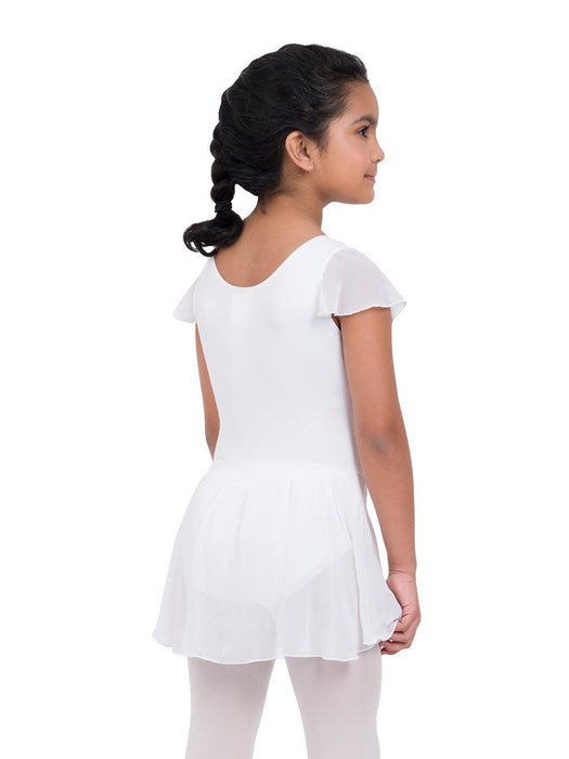 Capezio 10305C Flutter Sleeve Dress - Girls White Back