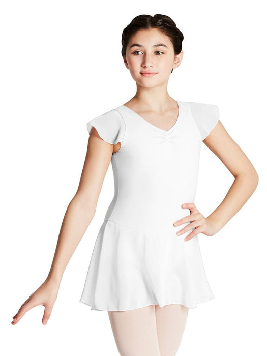 Capezio 10305C Flutter Sleeve Dress - Girls White