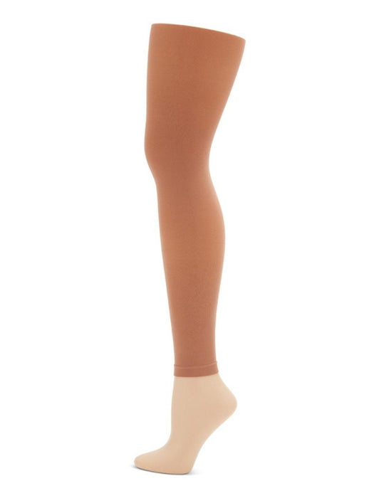 Capezio Footless Tight w Self Knit Waist Band - Girls - Tan - Front - Style:1917C