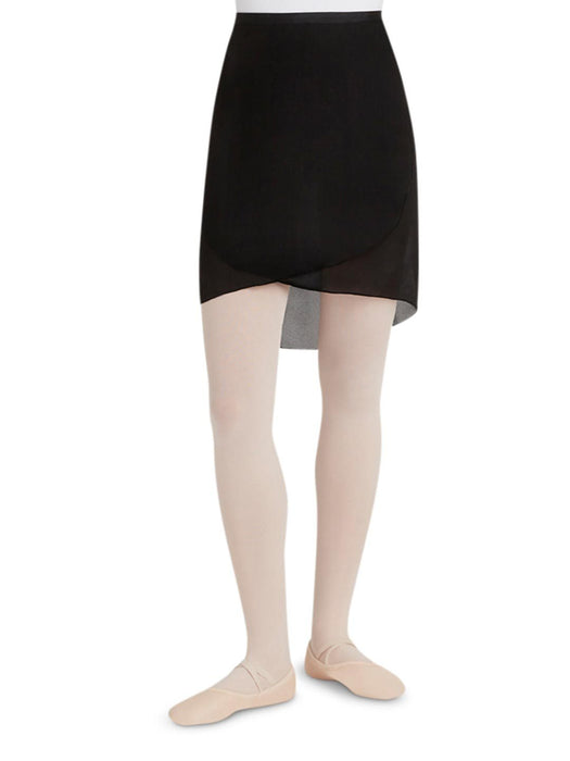 Capezio Georgette Long Wrap Skirt - Black - Front - Style:N276