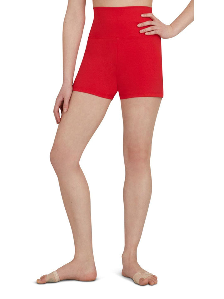 Capezio High Waisted Shorts - Red - Front - Style:TB131
