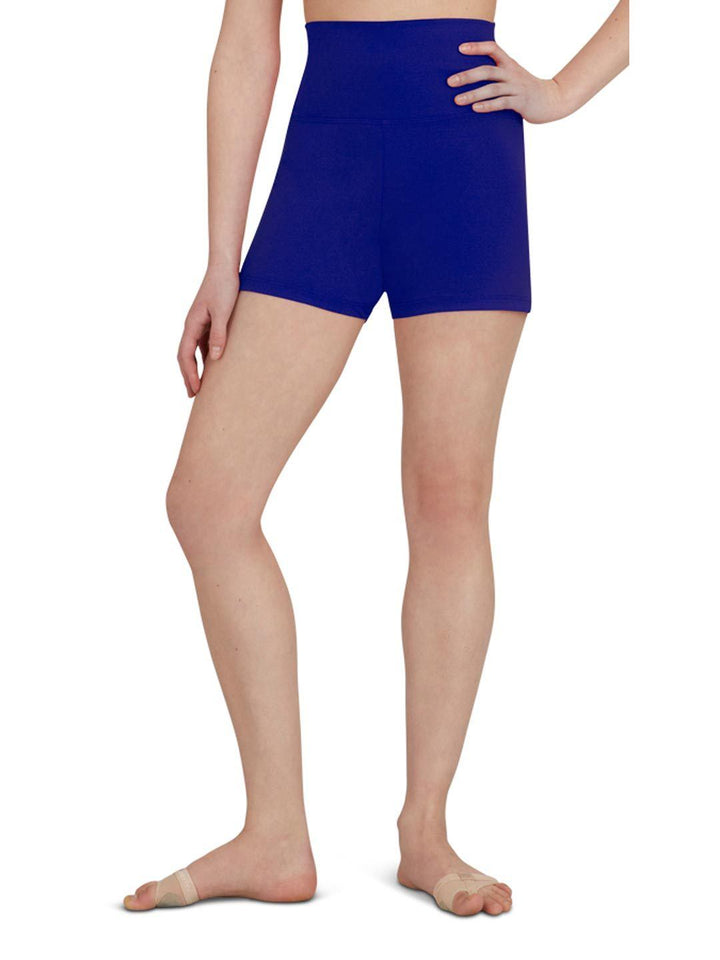 Capezio High Waisted Shorts - Blue - Front - Style:TB131