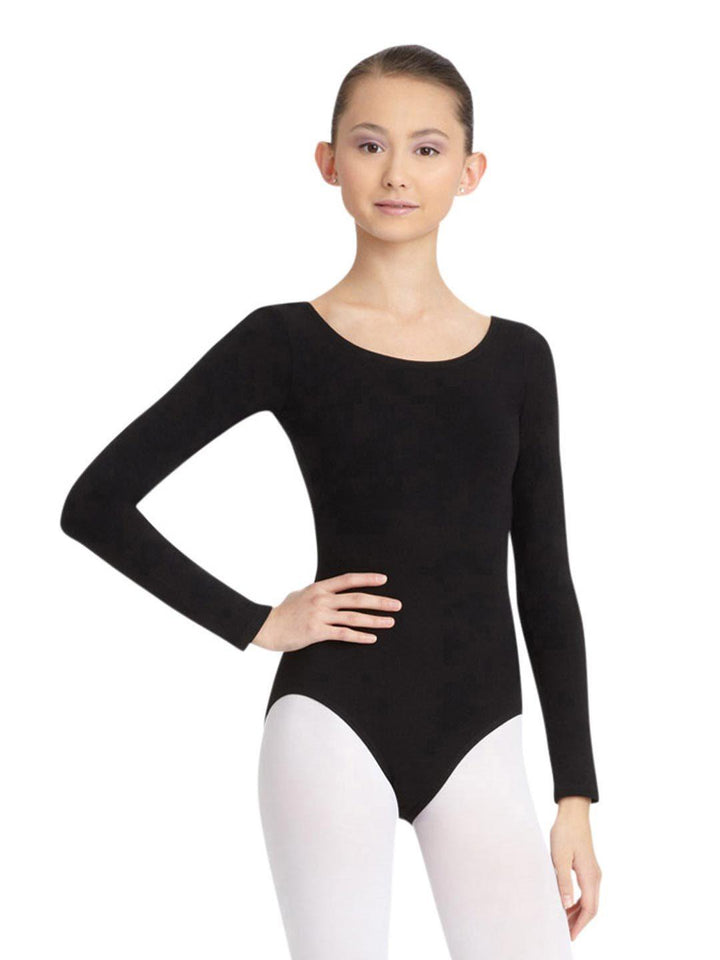 Capezio Long Sleeve Leotard - Black - Front - Style:CC450