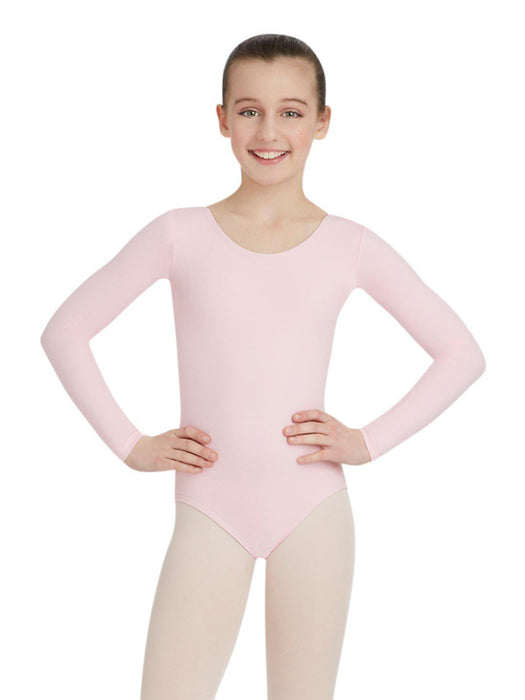 Capezio Long Sleeve Leotard - Girls - Pink - Front - Style:TB134C