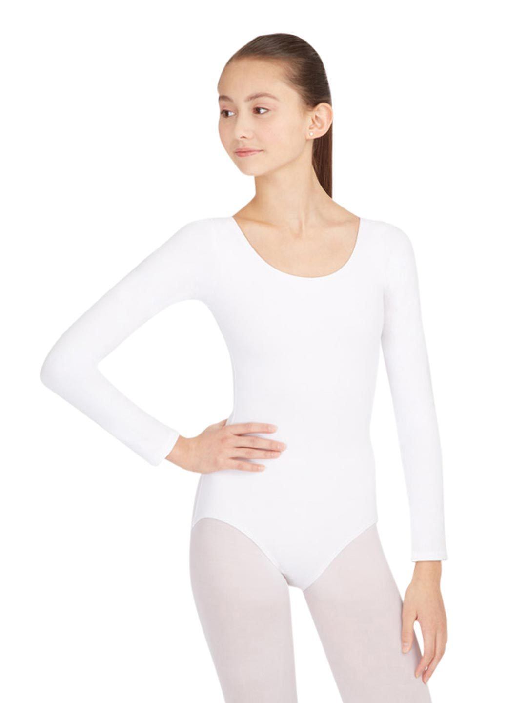 Capezio Long Sleeve Leotard - White - Front - Style:CC450