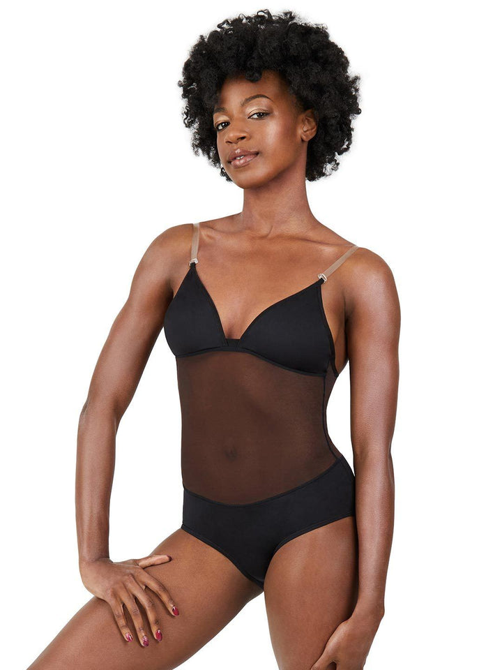 Capezio Plunge Neck Mesh Midriff Leotard - Girls - Black - Style:3763T