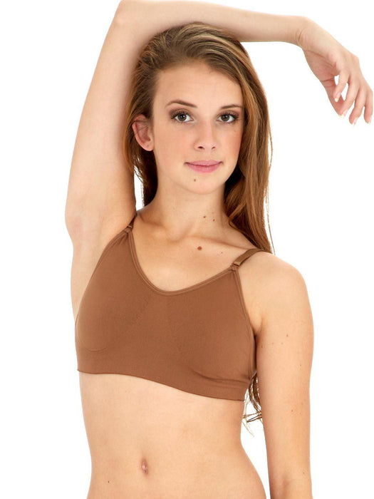 Capezio Seamless Clear Back Bra - Brown - Front - Style:3683