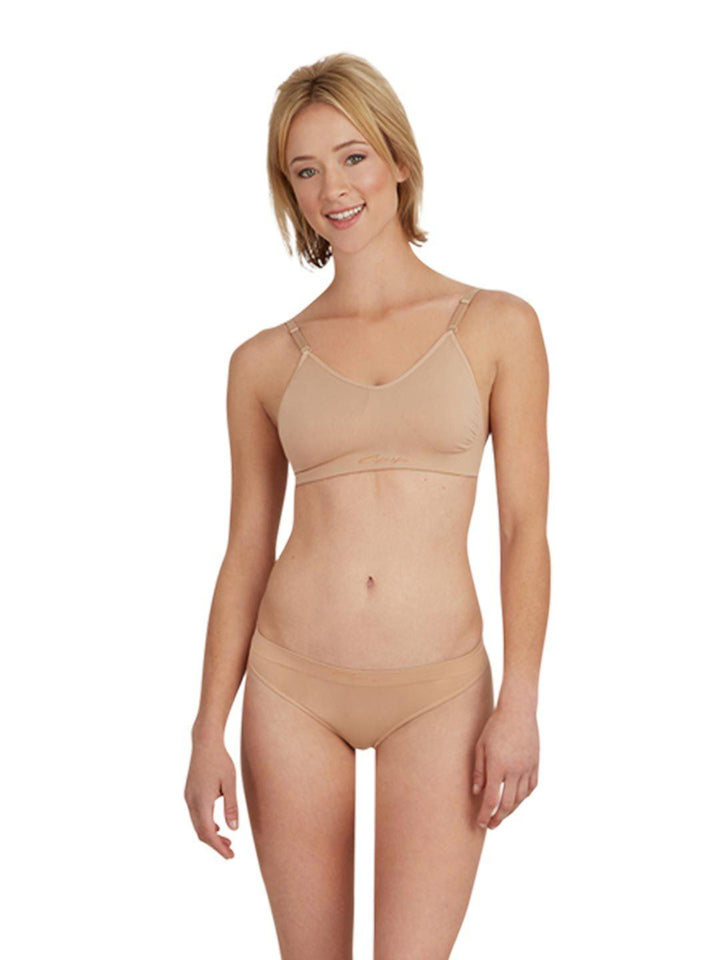 Capezio Seamless Clear Back Bra - Tan - Front - Style:3683