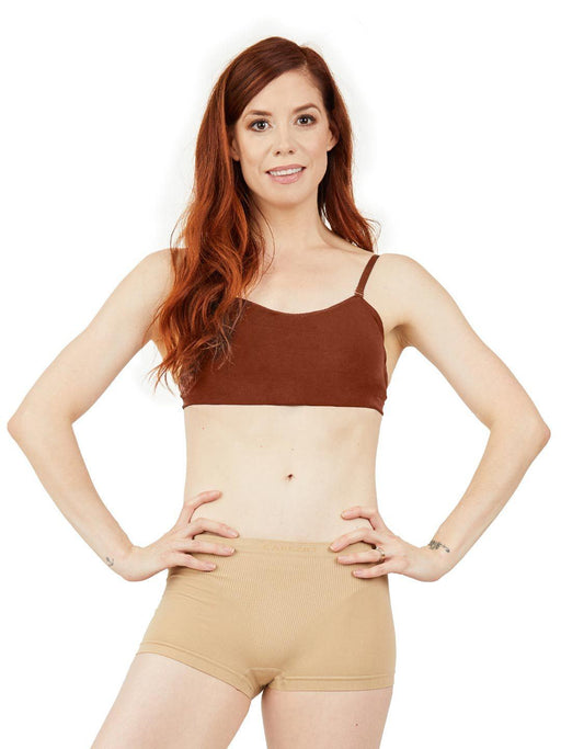 Capezio Seamless Clear Back Sweetheart Bandeau Bra - Brown - Front - Style:3776W