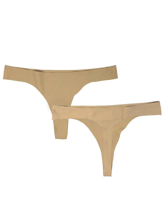 Seamless Clear Strap Thong - Nude