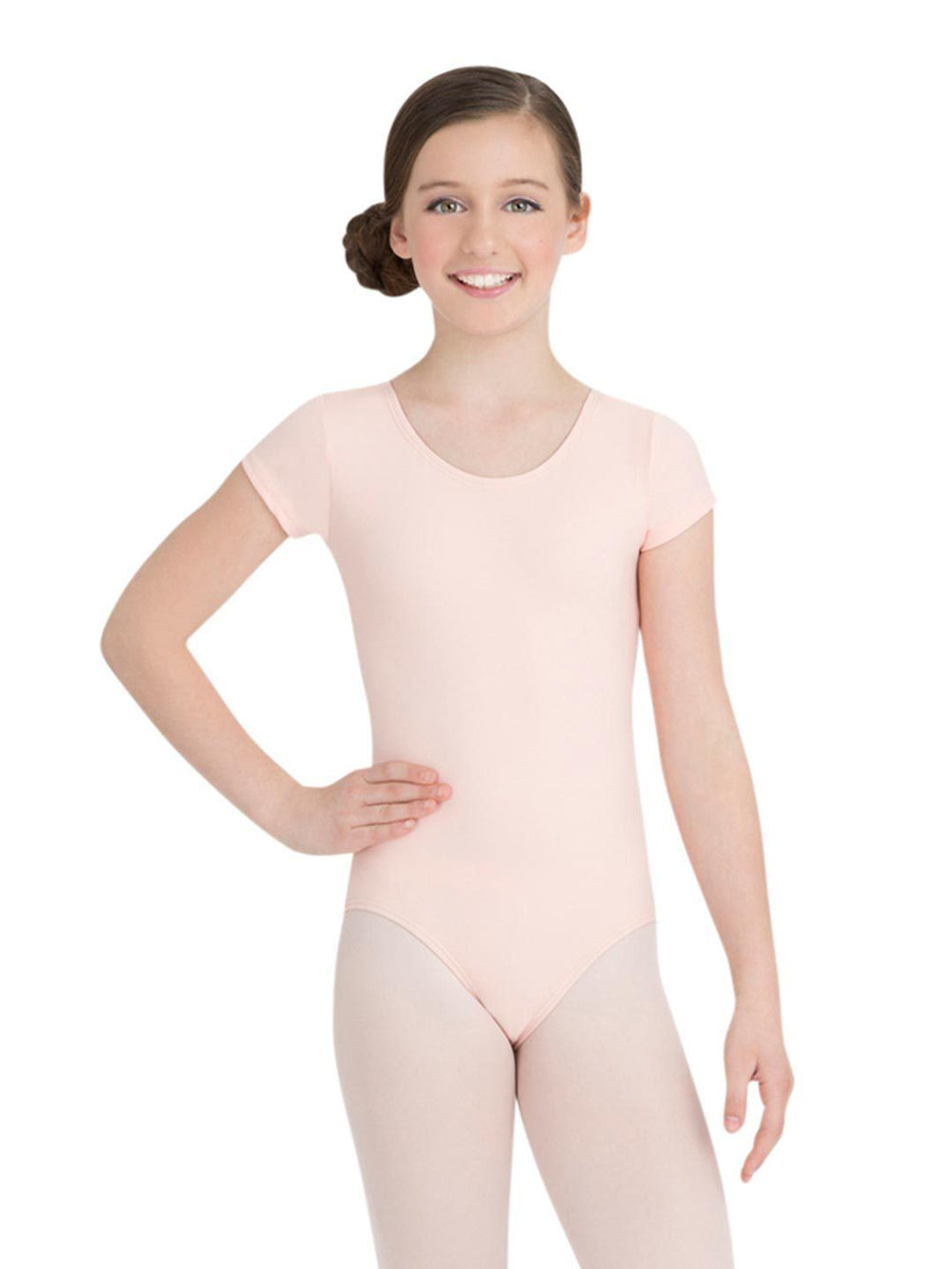 Capezio Short Sleeve Leotard - Girls - Pink - Front - Style:TB132C