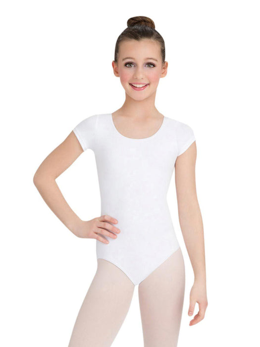 Capezio Short Sleeve Leotard - Girls - White - Front - Style:CC400C