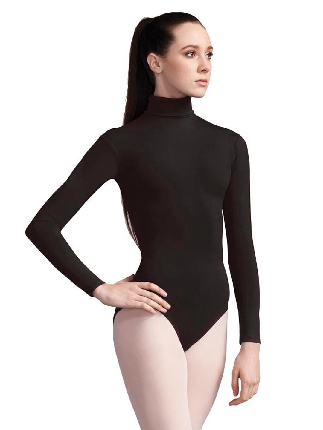 Capezio Turtleneck Long Sleeve Leotard - Black - Front - Style:TB41