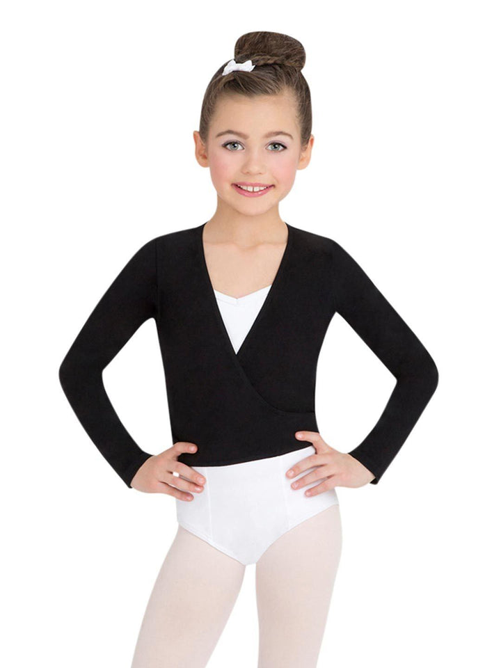 Capezio Wrap Top - Girls - Black - Front - Style:CC850C