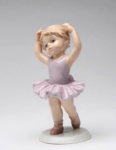 Porcelain Hands Up Ballet Girl in Lavender Dress Figurine - 96628