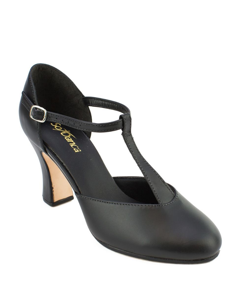 So Danca "Cher" CH98 3" Heel Smooth Leather T-Strap Character Shoe - Adult